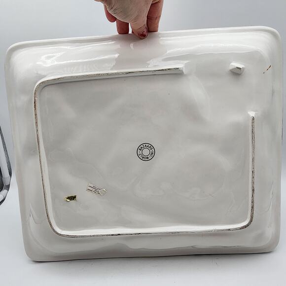 World Bazaars Baseball Theme Chips & Dip Ceramic Platter World Series 14x12 - Picture 8 of 9